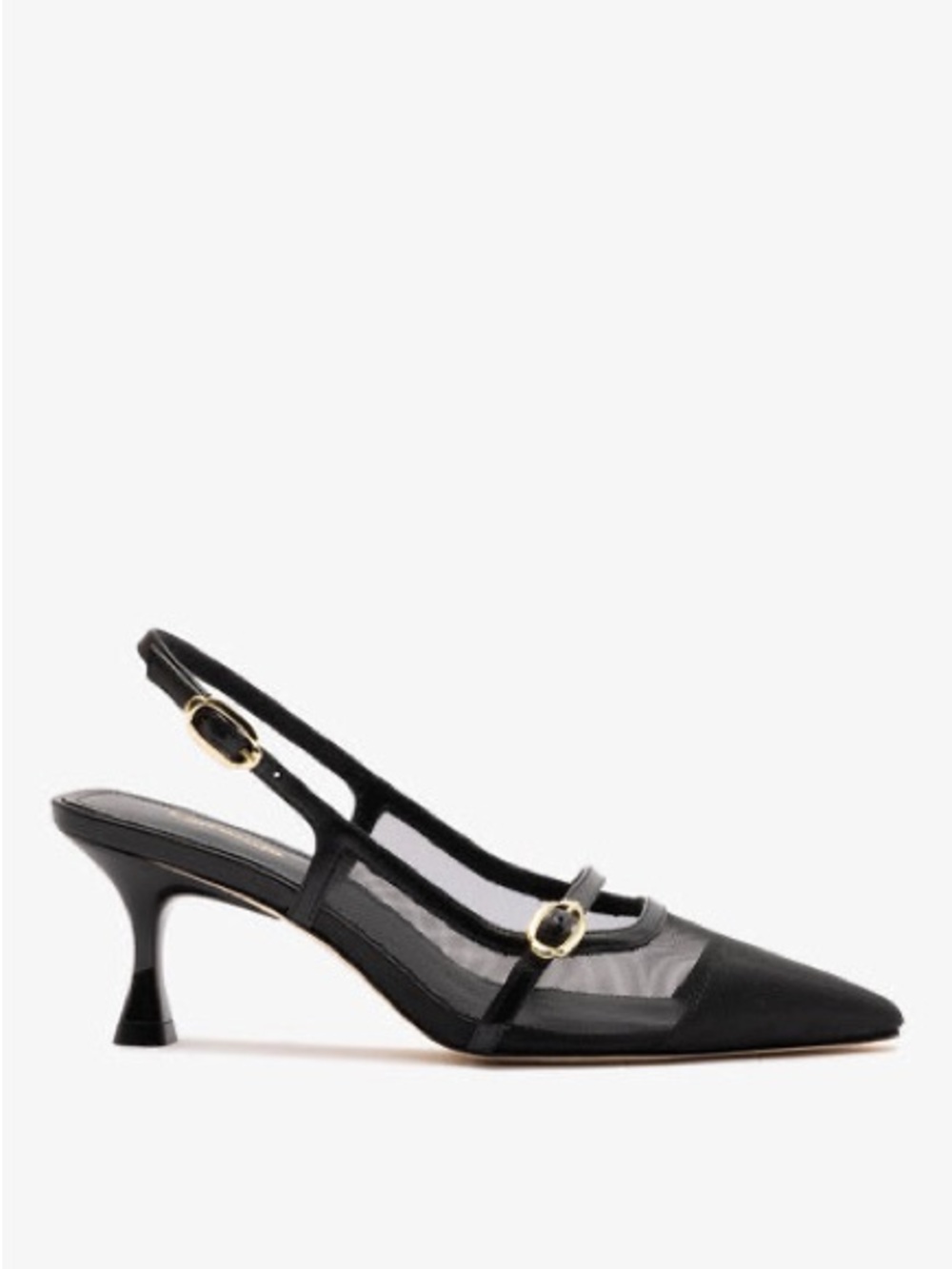 LARROUDE | Ines Pump In Black Mesh and Leather | Size: 9.5